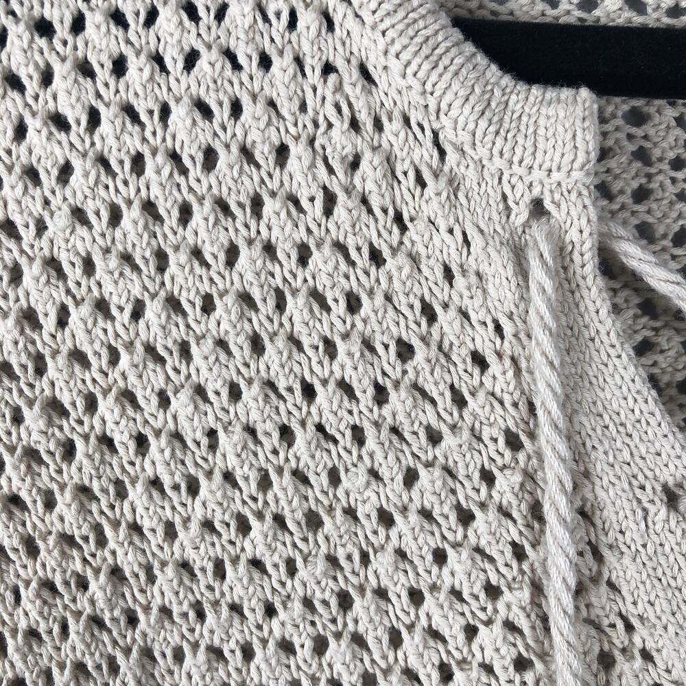 J. Jill Tie Front Sweater Loose Knit Cream Women's XS - Picture 3 of 8